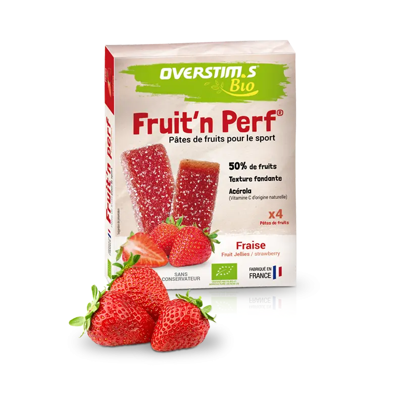 OVERSTIM.s Organic Fruit Jelly - Fruit'n Perf | Flavor - Strawberry | per pack (4 bars)